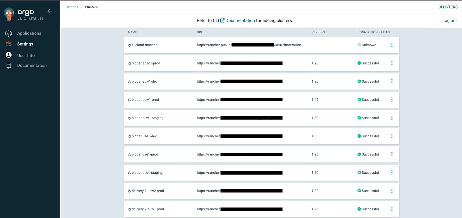 Rancher cluster sync status